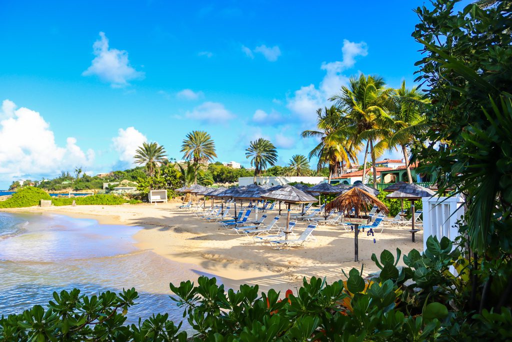 View of serene beach at Ocean Point Resort and Spa, St. John’s, Antigua