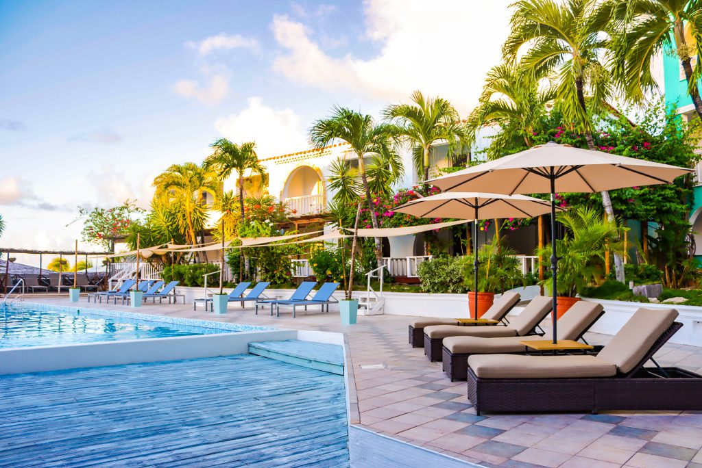 View of pool area at Ocean Point Resort and Spa, St. John’s, Antigua