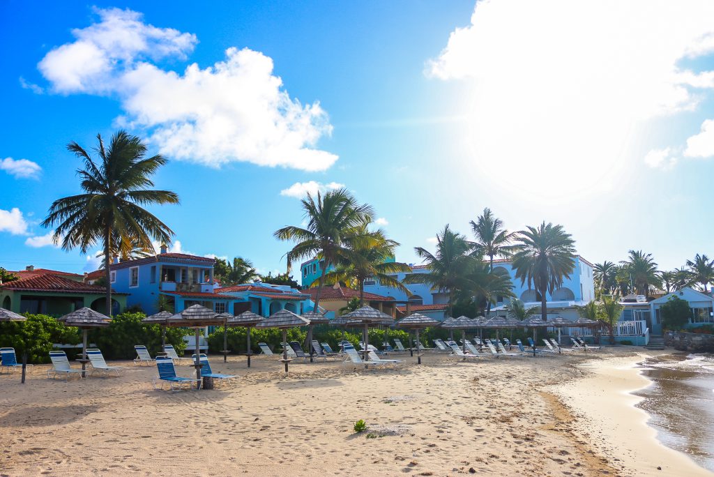 View of serene beach at Ocean Point Resort and Spa, St. John’s, Antigua